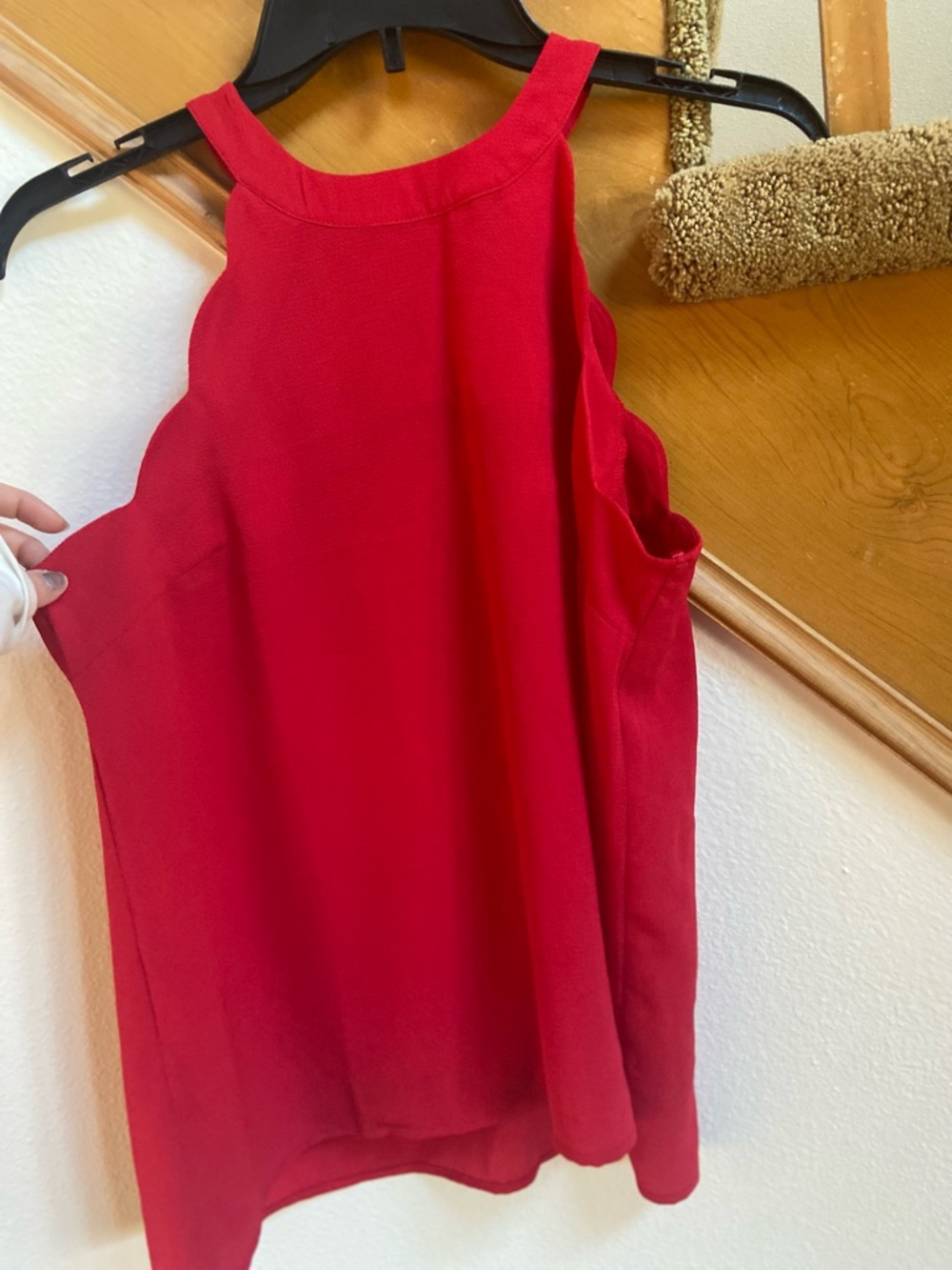 Monteau Red Sleeveless Blouse with Bubble Cut-outs at Arms like new size S